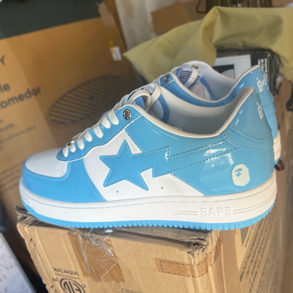 Bape Sky Blue and White Sneakers